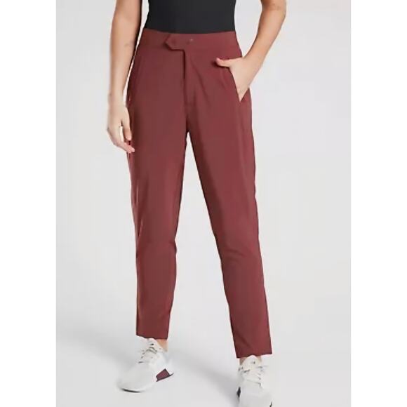 Athleta Pants - Athleta Uptown Ankle Pant in Cognac Brown Sz 4 Highrise Athletic Travel Stretch
